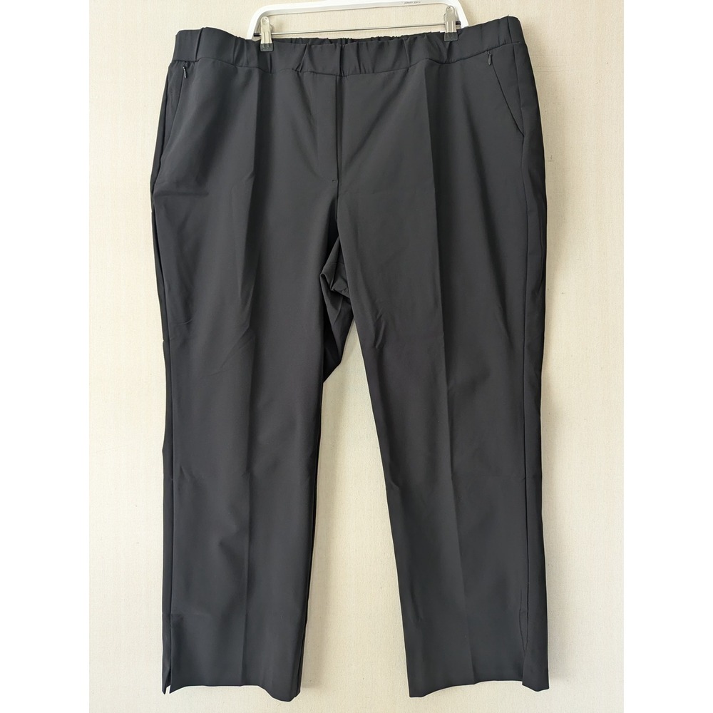 Lane Bryant On-The-Go Straight Pants Women 28 Black Mid-Rise Stretch Pull-On New